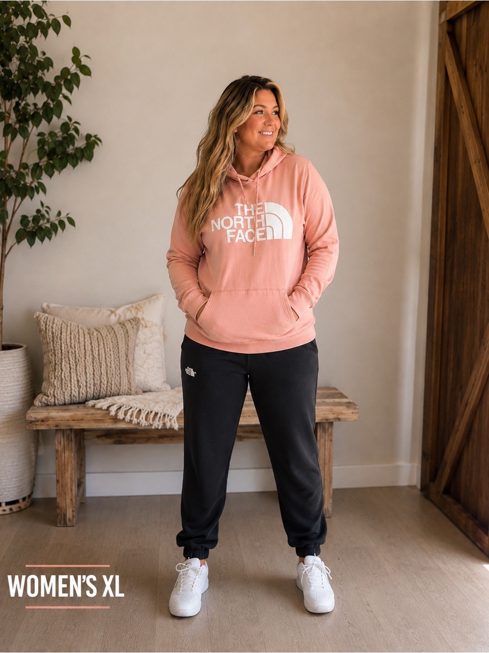 The North Face Women's XL Hoodie with White black joggers